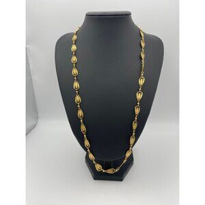 Vintage Gold Tone Filigree  Teardrops 24" Necklace